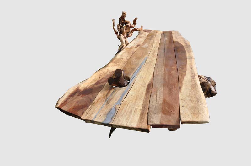 LEGNO MADRE,tavolo scultura in legno grezzo,pezzo unico atocaio